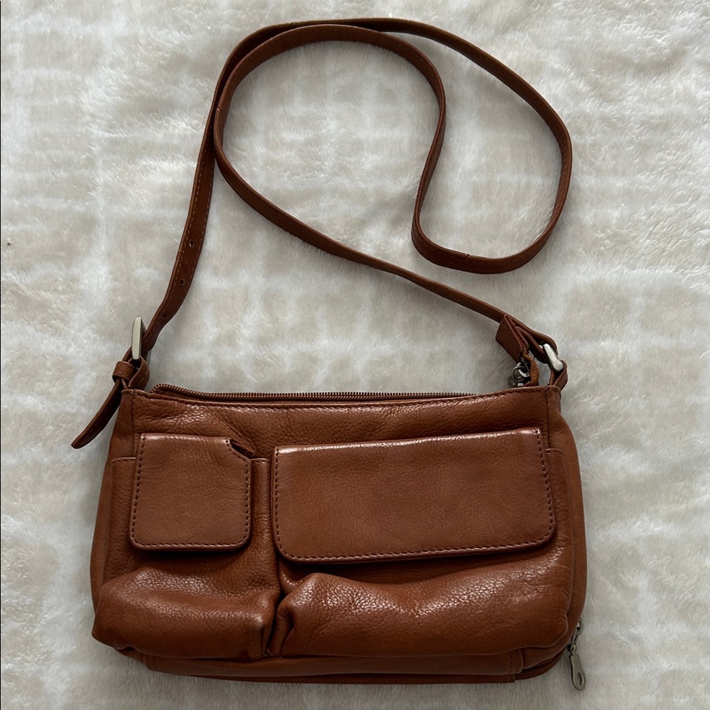 Paul & Taylor Tan Leather Crossbody Organizer Bag, Size S